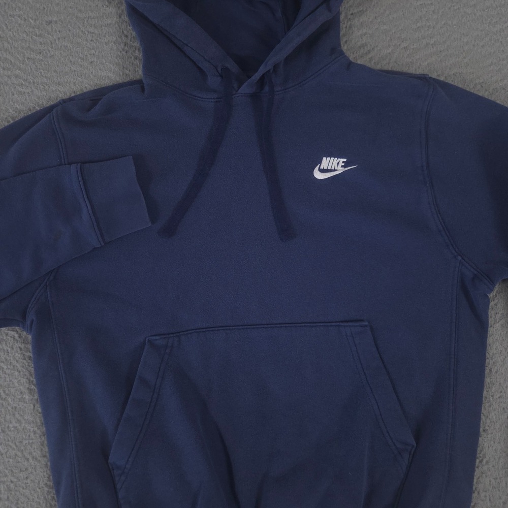 Nike Hoodie Mens Small Navy Sportswear Club Fleece Embroidered Logo Pullover Gym